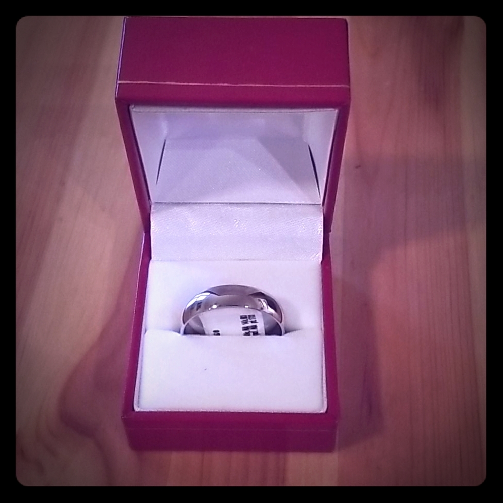 14K White Gold Wedding Band Ring